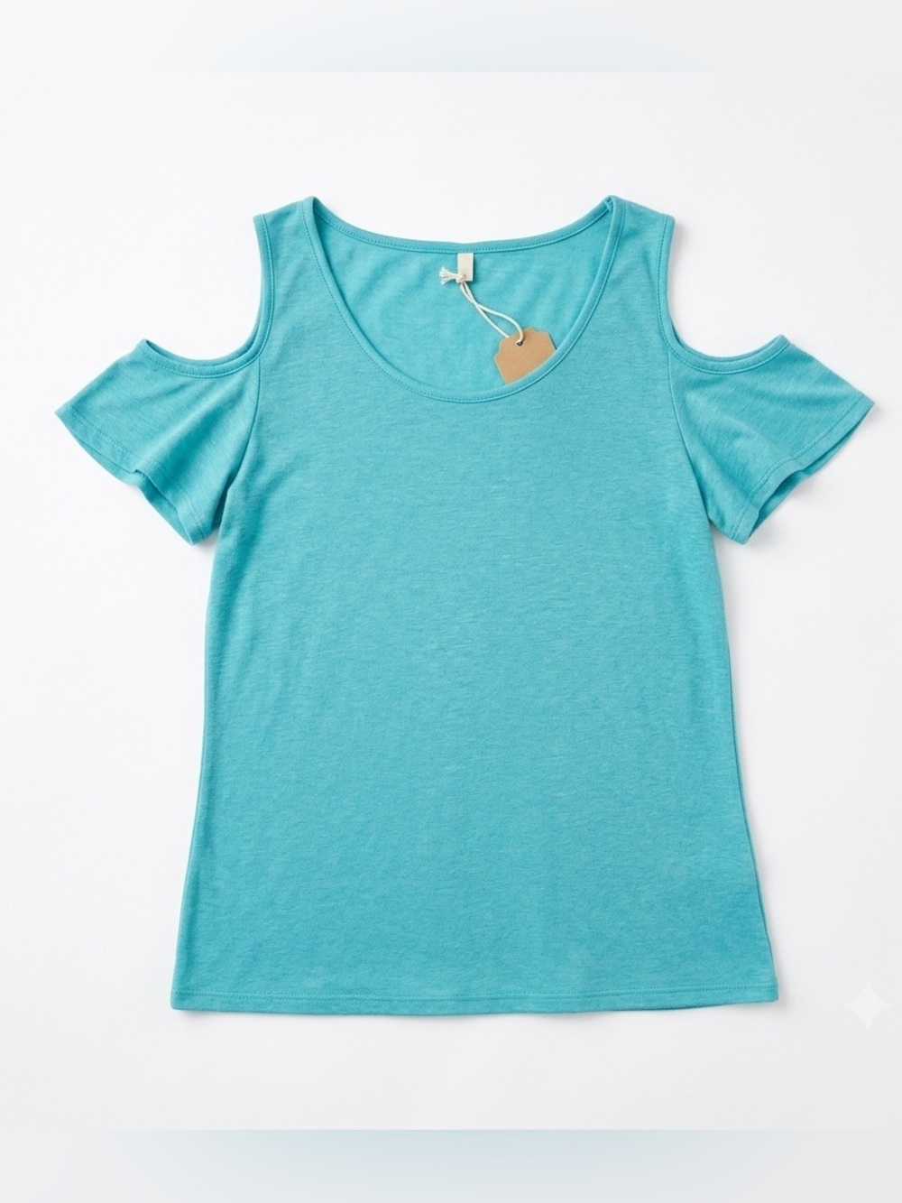 NWT Tahari Alexandria Knit Aqua Cold Shoulder Short Sleeve Tee Top Women’s Small